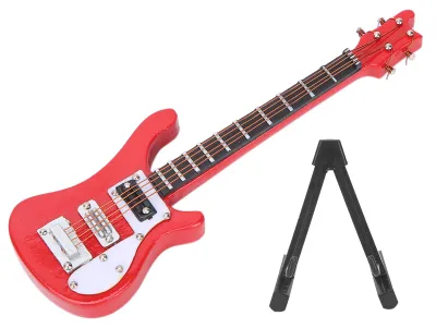 Image de Miniature en bois, reproduction électrique d'une guitare, modèle d'instrument de musique, ornements, cadeaux, rouge