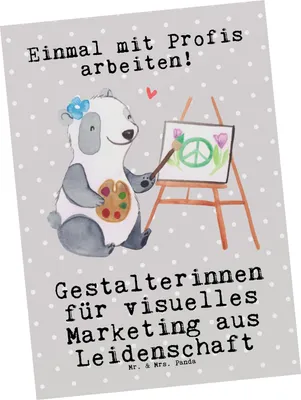 Produktbild von Mr. & Mrs. Panda Postkarte Gestalterinnen für visuelles Marketing Leidenschaft - Grau Pastell - Geschenk, Ansichtskarte, Ansichtskarten, Designkarte, Fotokarte