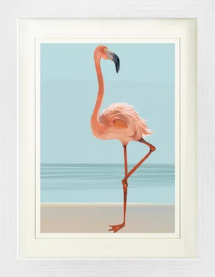 Produktbild von Flamingos Gerahmtes Bild Mit Edlem Passepartout | Wand-Bilder | Im Bilderrahmen - Ein Schöner Flamingo (40 x 30 cm)