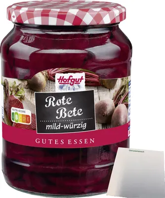 Produktbild von Hofgut Rote Bete Scheiben (720ml Glas) + usy Block