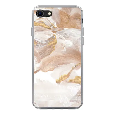 Produktbild von MuchoWow® Handyhülle Schutzhülle Hülle für iPhone SE 2020 Wasserfarbe - Gold - Braun Silikon Softcase Handy Hülle - Kartenbesitzer