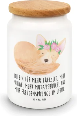 Produktbild von Mr. & Mrs. Panda Dose Wüstenfuchs Blumen - Weiß - Geschenk, zuckerdose, Aufbewahrungsdose, Afrika, Keksdose, Blumenkranz, Glücklich, behälter, Wüste, Kaffeedose