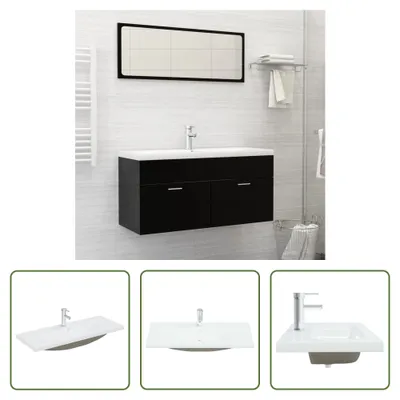 Produktbild von The Living Store Einbauwaschbecken mit Wasserhahn 101x39x18 cm Keramik Weiß