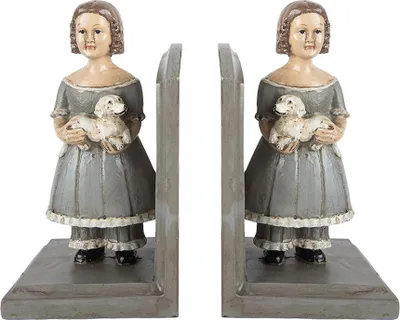 Obrázok produktu pre Clayre & Eef Sada 2 zarážok na knihy 23x11x22 cm Sivá plastová