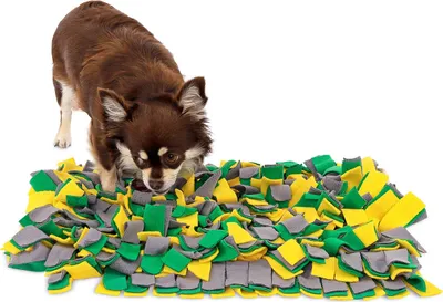 Produktbild von lionto Schnüffelteppich für Hunde, Intelligenzspielzeug & Futterspielmatte, rutschfest & pflegeleicht, 50x34 cm, gelb/grün