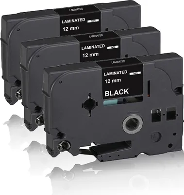 Produktbild von Print-Klex 3x Schriftband kompatibel kompatibel mit Bother P-Touch H100 P-Touch H100LB P-Touch H100R P-Touch H100Series P-Touch H 105 WN weiß auf Schwarz 12mm TZ335 Label Tape