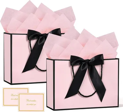 Produktbild von BBLIKE Geschenktüten mit Henkel und Grußkarten - Hochwertige Geschenkverpackung, 2er Set