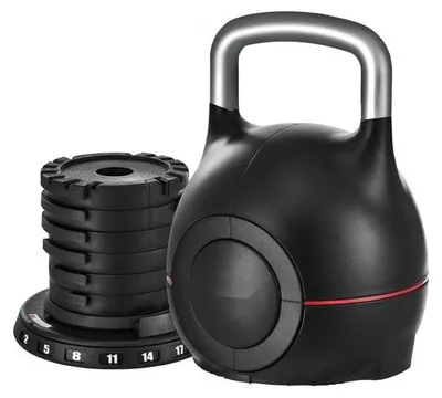Image de Entraînement de musculation avec kettlebell - 7 niveaux - Bande de résistance de 2 à 20 kg - Entraînement de la préhension - Entraînement du corps entier - Entraînement polyvalent - ABS et aluminium moulé - Noir