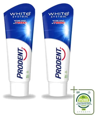 Obrázek produktu pro 2 x Zubní pasta Prodent White System – přirozeně bělící – 75 ml – balení, 2 kusy