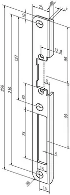 Immagine prodotto di Incontro angolare 63 W VA L.25mm L.250mm ctg.DIN L ASSA ABLOY