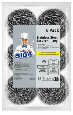 Produktbild von MR.SIGA Edelstahl-Scheuerschwamm, 6er-Pack, 30 g