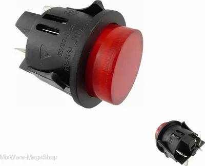 Obrázok produktu pre Tlačidlo, montáž ø 25 mm, 250 V, 16 A, červené podsvietenie, VYPNUTÉ-ZAPNUTÉ, plochá zástrčka 6,3 mm
