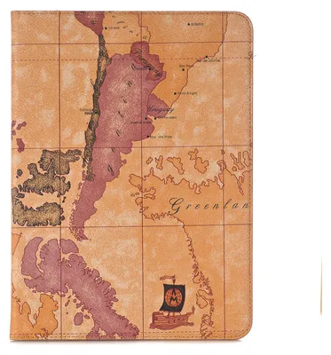 Produktbild von Für Samsung Galaxy Tab S3 SM-T820 SM-T825 9,7 Zoll (2017) Schutzhülle Case Schutz Hülle Kunstleder Weltkarte Tasche Etui BRAUN mit Standfunktion