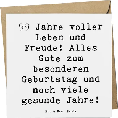 Produktbild von Mr. & Mrs. Panda Grußkarte Spruch 99. Geburtstag - Weiß - Geschenk, Happy Birthday, Glückwunschkarte, anlasskarte, Jubiläumsfeier, Lebensfreude, Klappkarte, faltkarte