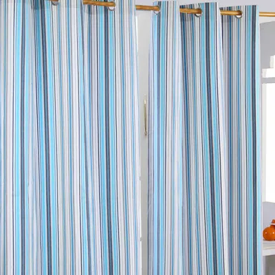 Produktbild von HOMESCAPES Gardinen mit Ösen New England 2er Set 100% Baumwolle, 137x117 cm