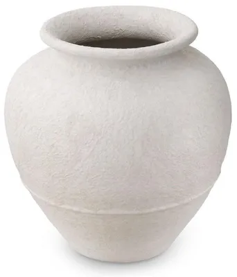 Immagine prodotto di Casa Padrino Vaso in argilla bianco opaco Ø 45 x H. 54 cm - Vaso decorativo rotondo fatto a mano - Decorazione del soggiorno - Decorazione del giardino - Accessori per la decorazione