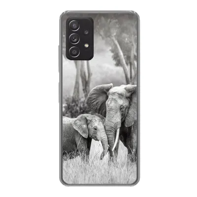 Produktbild von MuchoWow® Handyhülle Schutzhülle Hülle für Samsung Galaxy A33 5G Elefant - Tiere - Natur - Schwarz und weiß Silikon Softcase Handy Hülle - Kartenhalter