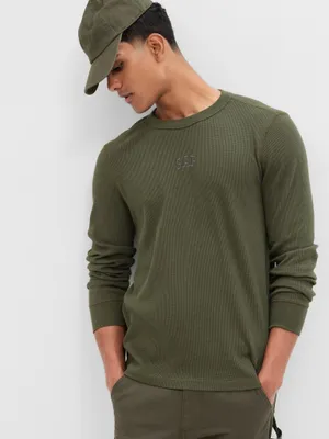 Produktbild von GAP Langarm T-Shirt für Damen mit Rundhalsausschnitt und Strickbündchen, Grün, Größe XS