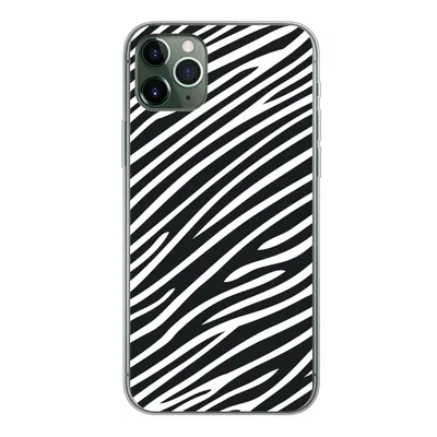 Produktbild von MuchoWow® Handyhülle Schutzhülle Hülle für iPhone 11 Pro Max Tiermuster - Zebra - Schwarz Silikon Softcase Handy Hülle - Schutz