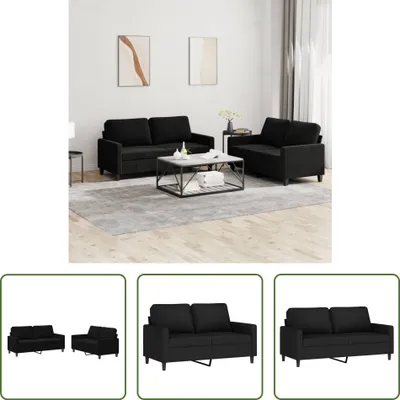 Produktbild von The Living Store 2-tlg. Sofagarnitur mit Kissen Schwarz Samt