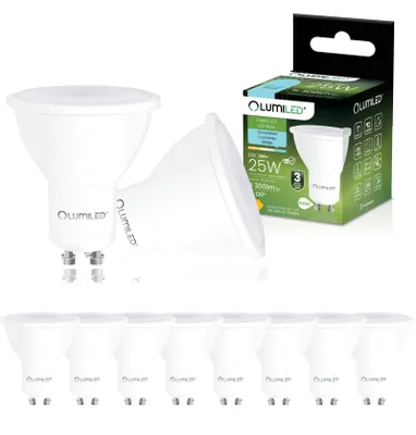 Produktbild von LUMILED GU10 LED Lampe PAR16 3W ersetzt 25W 300lm 6500K Kaltweiß 120° Nicht Dimmbar 10er Pack Energiespar Leuchtmittel Reflektor Spot für Küche Wohnzimmer Büro Flur 10 Stück Lampen