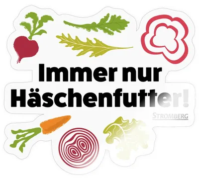 Produktbild von Spreadshirt Stromberg Häschenfutter Spruch Und Gemüse Sticker Aufkleber, 10 x 10 cm, Transparent glänzend