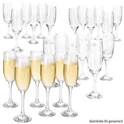 Obrázek produktu pro 24 sklenic na sekt, objem 180 ml, vhodné i na šampaňské, čiré, pro Prosecco