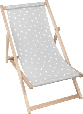 Immagine prodotto di Lettino Dreamroots pieghevole in legno, legno di faggio fino a 130 kg, lettino pieghevole con regolazione dell'inclinazione dello schienale in 3 fasi, Cuori bianchi