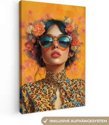 Obrázek produktu pro Obrazy na plátně 20x30 cm - Ženy, abstraktní - Květiny - Žlutá, nástěnné umění, dekorace do obývacího pokoje, obraz