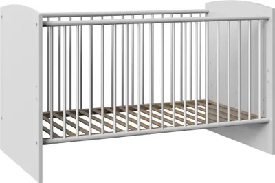 Produktbild von Babygitterbett Babybett mit Schlupfsprossen JOHANNESBURG-43 in weiß, B/H/T: ca. 80/88/143 cm