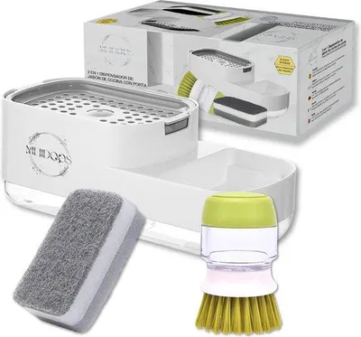 Produktbild von Famanu Seifenspender 3-in-1 mit Schwammhalter und Geschirrspüler - Küchenaccessoire