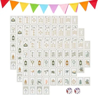 Imagen del producto de Juego de mahjong | Juego de grabado acrílico de 160 piezas con dados