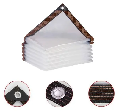 Imagen del producto de Lona transparente de polietileno (PE) - Protección contra la lluvia - Impermeable - Resistente a los rayos UV - Resistente al desgarro - Con ojales - 4 x 4 metros