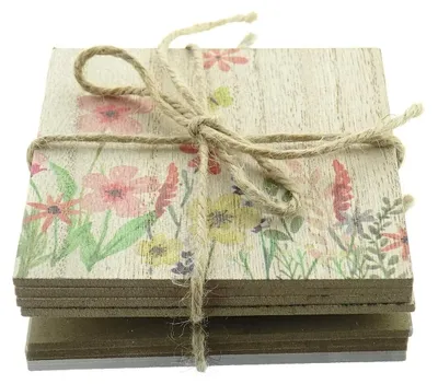 Produktbild von Riffelmacher Glasuntersetzer 2 Blumenwiesenmotive 10 x 10 cm im 4er Set - Holz