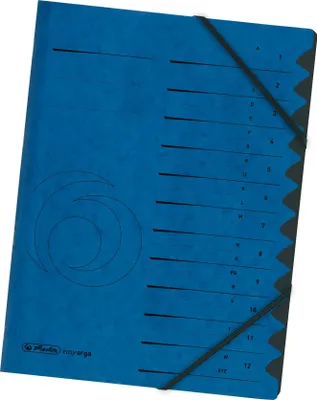 Produktbild von Ordnungsmappe A4 Karton 12 Fächer blau Packung mit 20 Stück