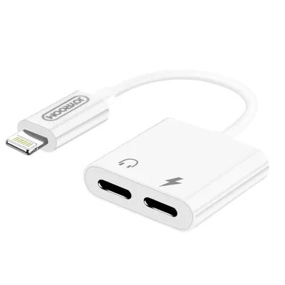 Image de adaptateur audio et de charge pour iPhone avec double connecteur Lightning - Blanc