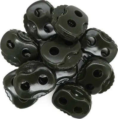 10 Stück Kordelstopper mit zwei Löchern dunkelkhaki