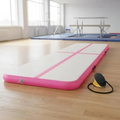 Image de Tapis de gymnastique gonflable, 300X100X10Cm, construction robuste, couleur vert armée
