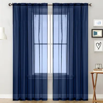 Sheer Vorhang 140x260 cm, Dunkelblau, Polyester, Stabtasche