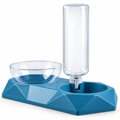 Produktbild von D78D 2 in 1 Futter- und Wasserspender für Katzen Hunde Automatisch Schwerkraft Futterautomat Trinknapf Trockenfutter Haustier Futterstation 3,8L