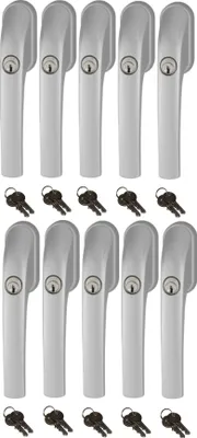 Produktbild von Abus FG300 abschließbarer Fenstergriff silber, im Set 10 Stück gleichschließend, Schließung AL0089 mit insgesamt 20 Schlüssel