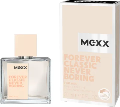 A bottle of Mexx perfume and its packaging are displayed against a white background.