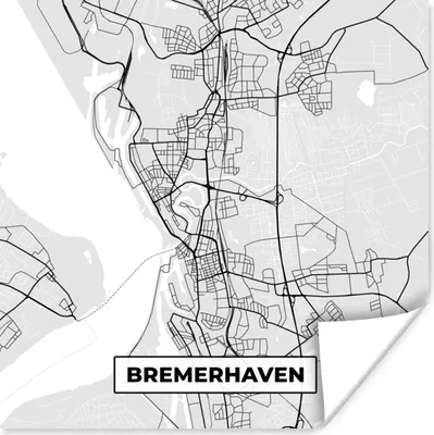 Produktbild von MuchoWow® Poster Karte - Deutschland - Bremerhaven - Karte - Stadtplan 50x50 cm - Wohnzimmerdekoration