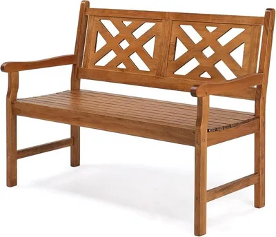 Imagen del producto de Banco de jardín resistente a la intemperie, banco de madera para exteriores, para 2 personas, 118 cm de largo. Respaldo y reposabrazos ergonómicos. Capacidad de carga de 275 kg. Ideal para balcón, terraza o jardín