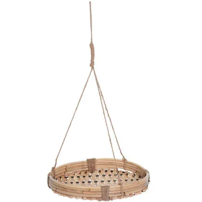 Produktbild von HOME STYLING COLLECTION Blumenampel HÄNGEAMPEL Pflanzenhalter aus BAMBUS mit Sackleinen-Schnur für Blumentöpfe 25 cm