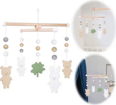 Produktbild von JaBaDaBaDo 3D Holz Mobile Teddy-Bär Hase T281 Baby Kinderzimmer