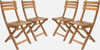 Immagine prodotto di Set 4 sedie da giardino pieghevoli in acacia, Marrone naturale