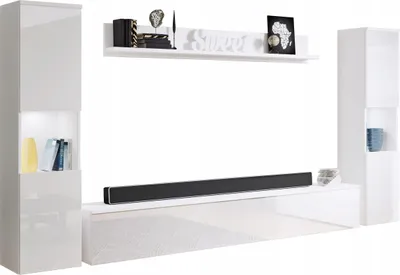 Immagine prodotto di Parete attrezzata per soggiorno HARPER XL - bianco / bianco lucido
