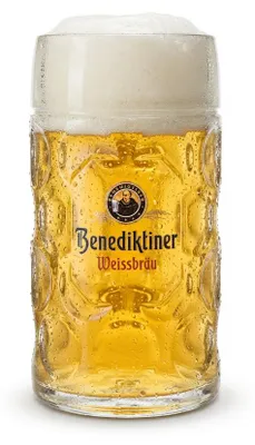 Produktbild von Benediktiner Maßkrug Bierglas 1l Humpen Seidel Konturgläser Brauerei Weissbräu