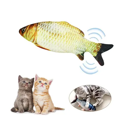 Produktbild von Katzenspielzeug,Katzenspielzeug Fisch,elektronisches Fischspielzeug mit Katzenminze,interaktives Kauspielzeug Katzenspielzeug,Kätzchenspielzeug,USB-Au